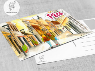 Ferencesek utcája képeslap "Pécs" felirattal